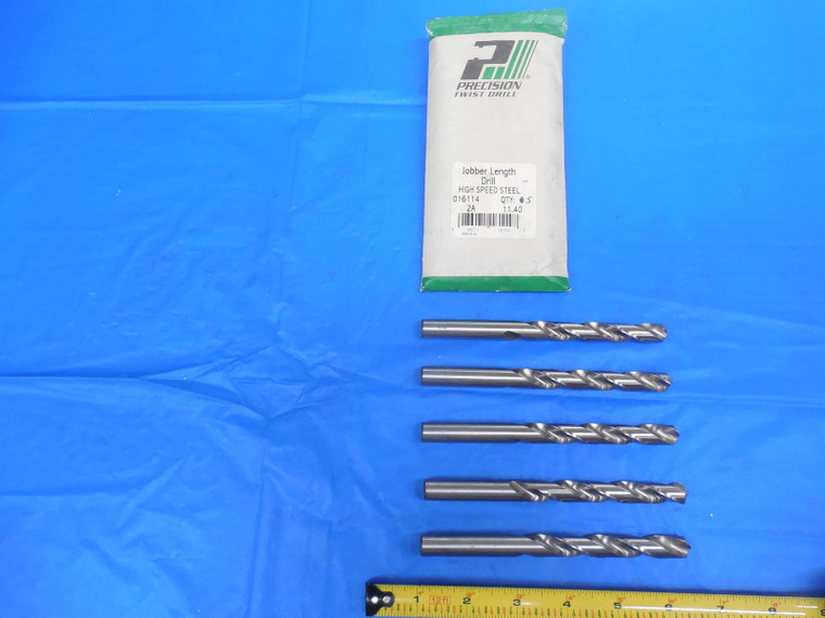 5 NEW USA 11.40 mm DIA HSS JOBBER LENGTH DRILL BIT 11.4 METRIC PTD 11 OVERSIZE