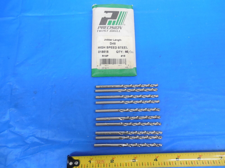 10pcs NEW #18 USA MADE JOBBER LENGTH DRILL BIT HSS PRECISION TWIST DRILL BITS