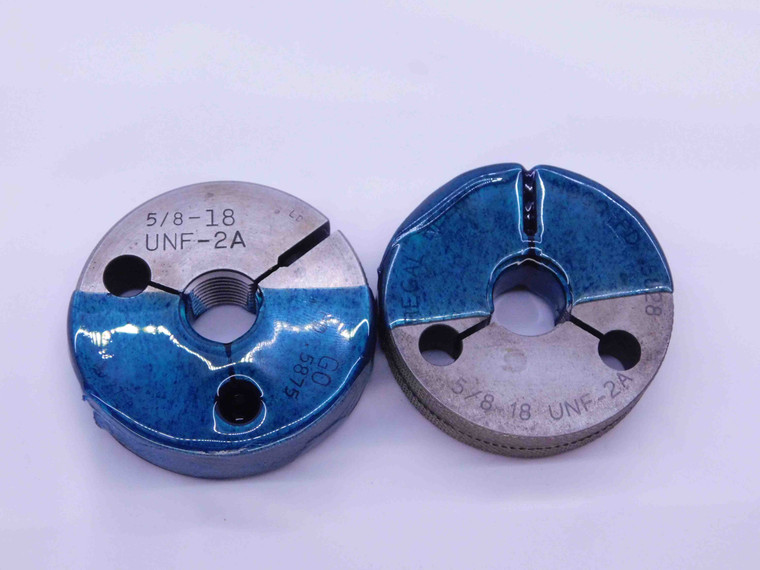5/8 18 UNF 2A THREAD RING GAGES .625 .6250 GO NO GO P.D.'S = .5875 & .5828 CHECK - DT0450BU