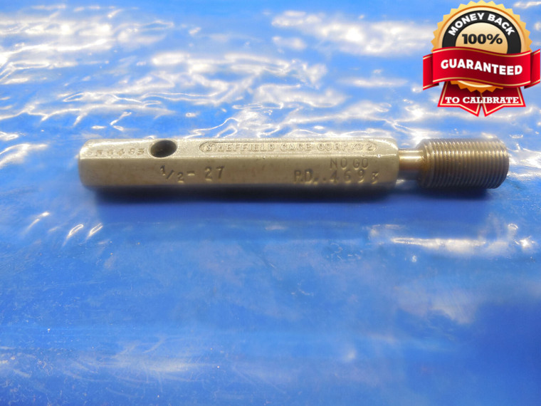 1/2 27 SET THREAD PLUG GAGE .5 GO ONLY P.D. = .4693 1/2-27 QUALITY INSPECTION