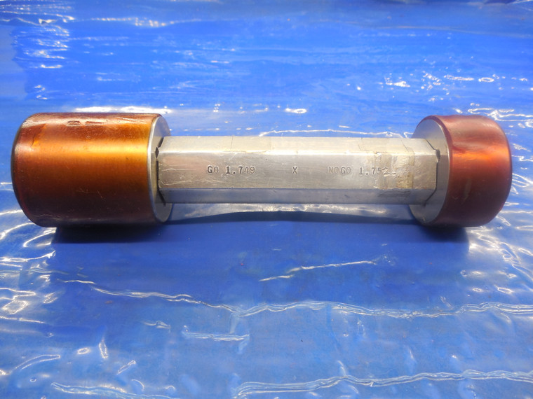 1.7490 & 1.7520 CLASS X PIN PLUG GAGE GO NO GO 1.7500 -.0010 1 3/4 44.425 mm