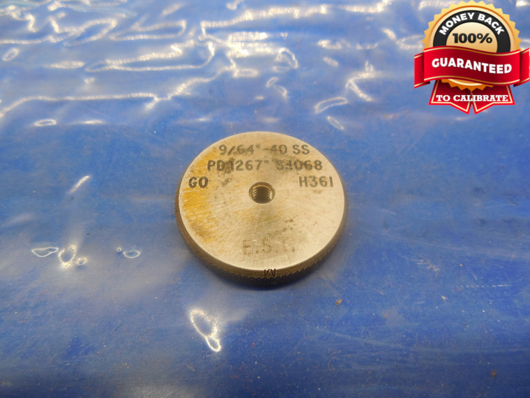 9/64 40 SS SOLID THREAD RING GAGE .140625 GO ONLY P.D. = .1068 9/64-40 QUALITY