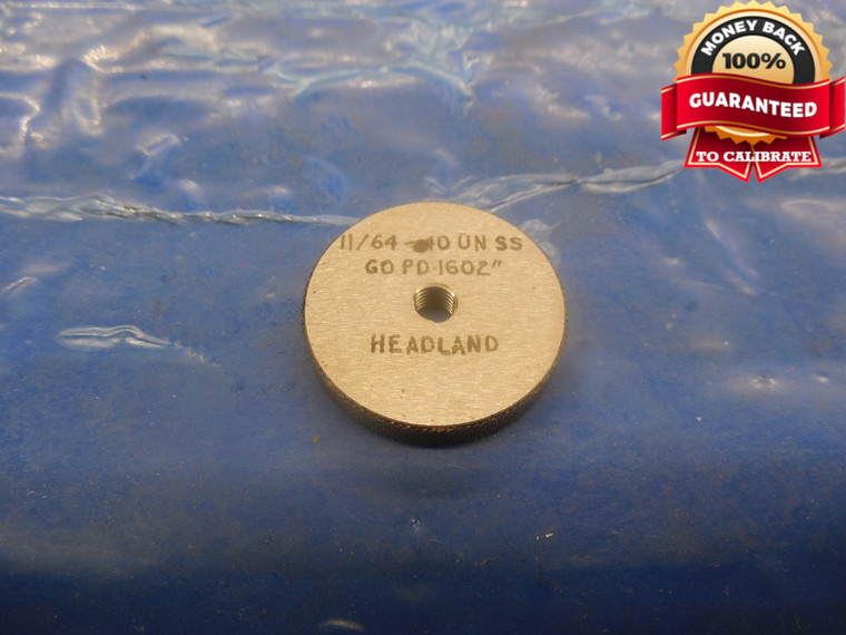 11/64 40 UN SS SOLID THREAD RING GAGE .171875 GO ONLY P.D .1602 11/64-40 .1718