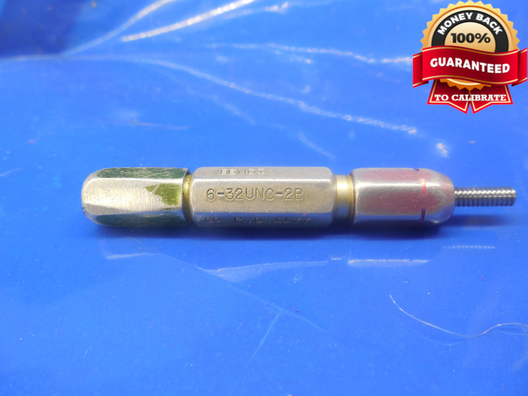 6 32 UNC 2B SPECIAL THREAD PLUG GAGE #6 .138 NO GO ONLY P.D. = .1217 NON STD