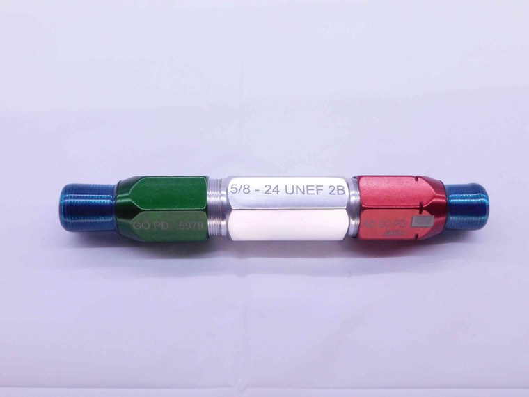 5/8 24 UNEF 2B THREAD PLUG GAGE .625 .6250 GO NO GO P.D.'S = .5979 & .6031 CHECK - 58242BP2