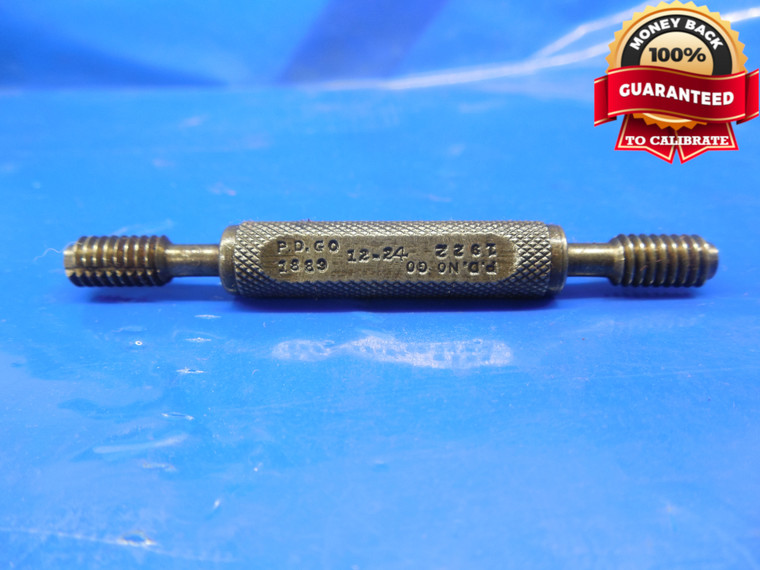 BUDGET 12 24 UNF 3B THREAD PLUG GAGE #12 .216 GO NO GO P.D.'S = .1889 & .1922