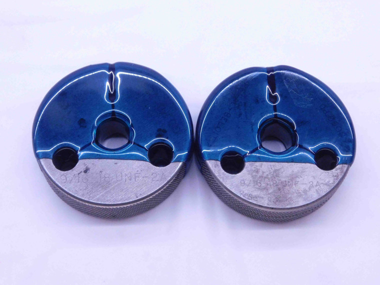 9/16 18 UNF 2A THREAD RING GAGES .5625 GO NO GO P.D.'S = .5250 & .5205 CHECK - DT1193BU