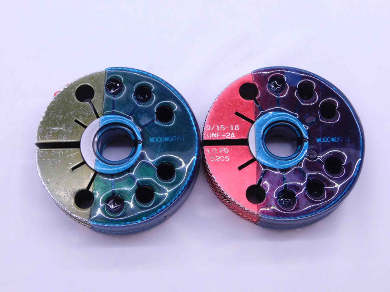9/16 18 UNF 2A THREAD RING GAGES .5625 GO NO GO P.D.'S = .5250 & .5205 CHECK - DT1194BU
