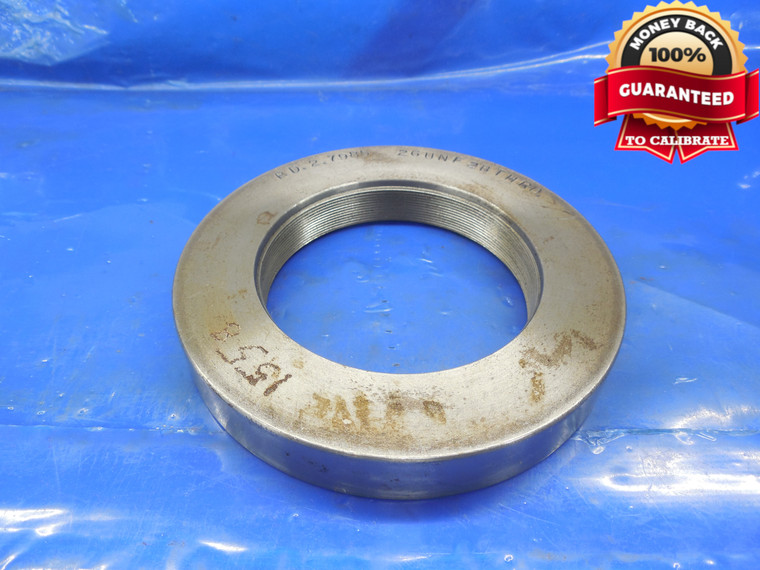 SHOP MADE 2 13/16 26 UNF 2B THREAD RING GAGE  GO ONLY P.D. = 2.7985 SET FOR PLUG