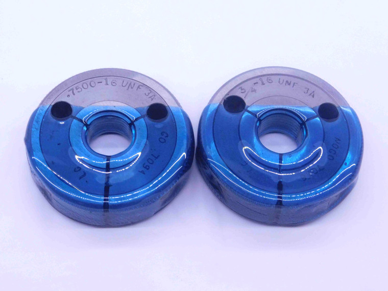 3/4 16 UNF 3A THREAD RING GAGES .75 .750 .7500 GO NO GO P.D.'S = .7094 & .7056 - DT1480BURL