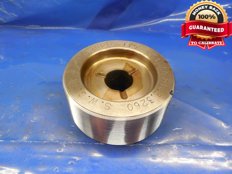 3.3825 11 1/2 NF 3 THREAD PLUG GAGE  GO ONLY P.D. = 3.3260 3.3825-11.5 UNF 2B 3B