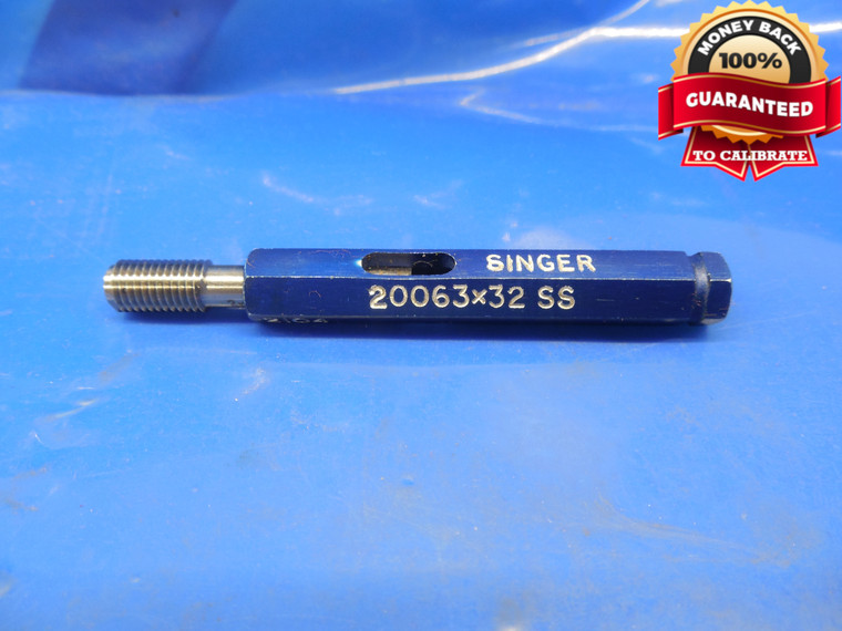 0.20063 32 SS THREAD PLUG GAGE .20063 GO ONLY P.D. = .2104 .20063-32 QUALITY