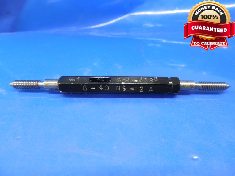 6 40 UNS 2A SPECIAL SET THREAD PLUG GAGE #6 .138 GO NO GO P.D.'S = .1198 & .1176