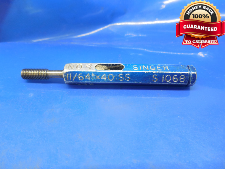 11/64 40 SS THREAD PLUG GAGE .171875 GO ONLY P.D. = .1602 11/64-40 .1718 .1719