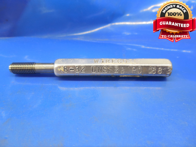8 32 UNS 2B WIRECOIL THREAD PLUG GAGE #8 .164 GO ONLY P.D. = .1883 STI OVERSIZE