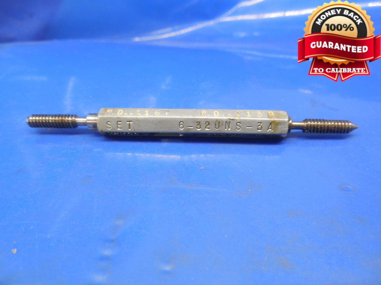 6 32 UNS 3A UNDERBASIC SET THREAD PLUG GAGE #6 .138 GO NO GO PDS = .1167 & .1139