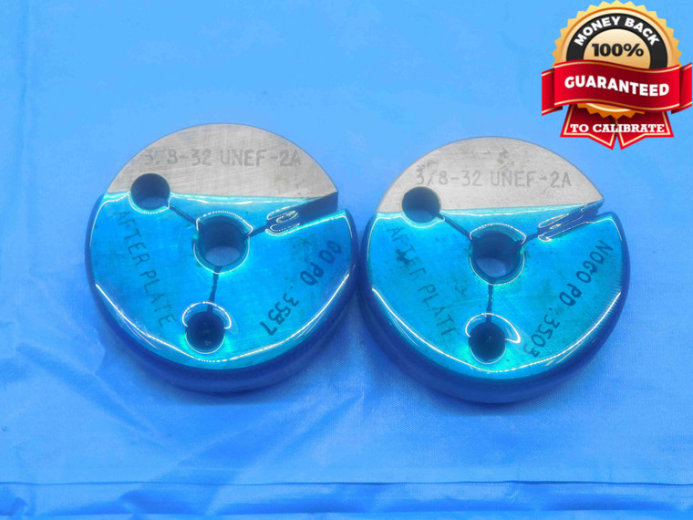3/8 32 UNEF 2A THREAD RING GAGES .375 .3750 GO NO GO P.D.'S = .3537 & .3503 - CH2267BU