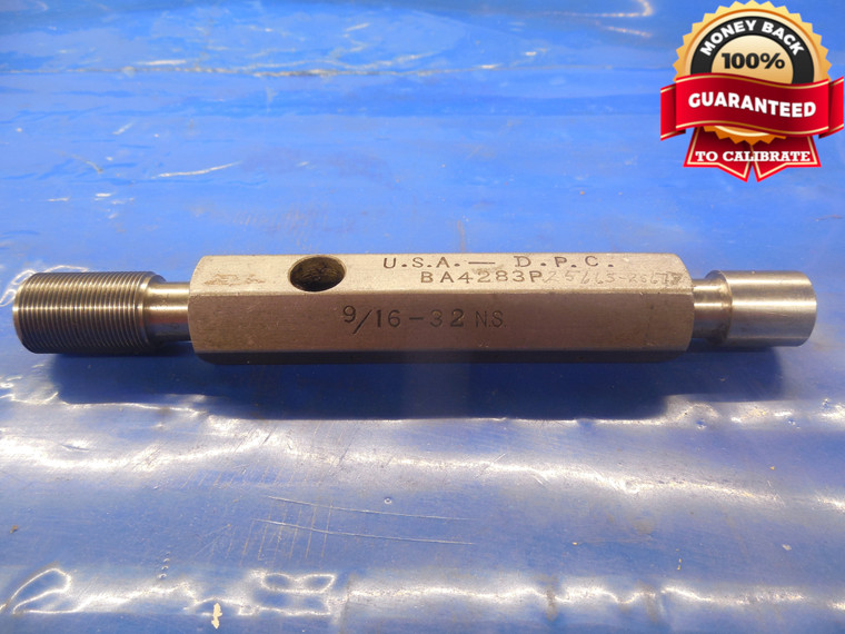 9/16 32 NS THREAD PLUG GAGE .5625 GO ONLY P.D.= .5410 + .5287 PLAIN MINOR CHECK