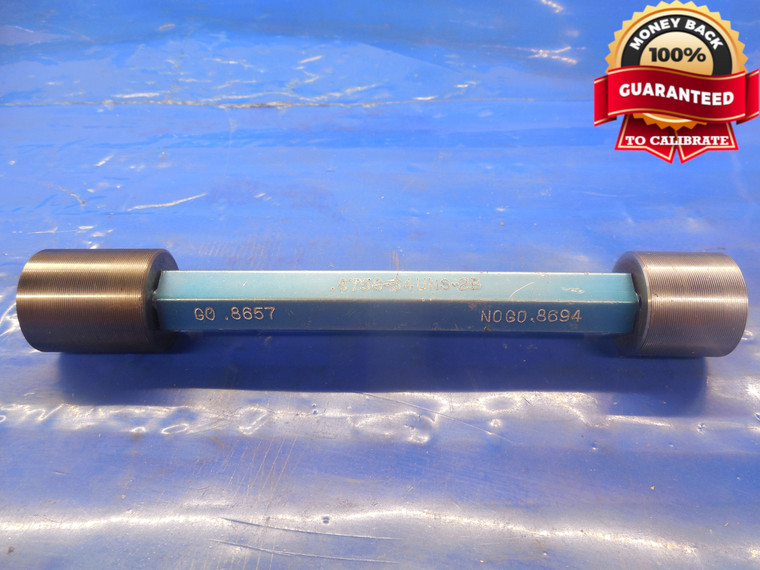 0.8758 64 UNS 2B THREAD PLUG GAGE .8758 GO NO GO P.D.'S = .8657 & .8694 UN-2B