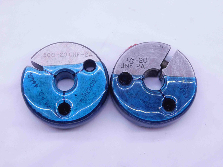 1/2 20 UNF 2A THREAD RING GAGES .5 .50 .500 GO NO GO P.D.'S = .4662 & .4619 - CH2405BU