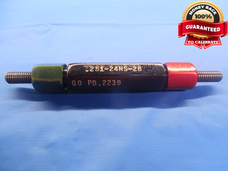 0.251 24 NS 2B THREAD PLUG GAGE .251 GO NO GO P.D.'S = .2239 & .2287 .2510-24