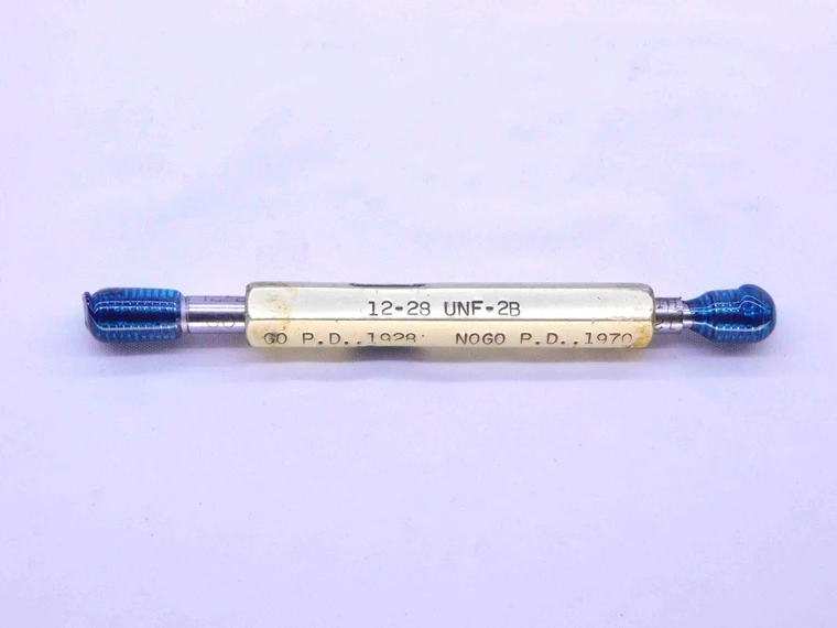 12 28 UNF 2B THREAD PLUG GAGE #12 .216 .2160 GO NO GO P.D.'S = .1928 & .1970 - CS6899BU