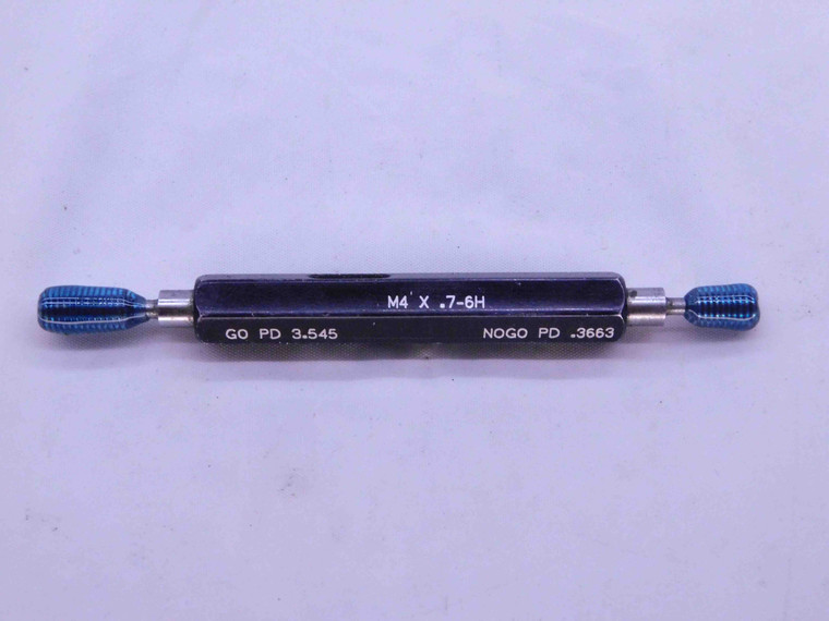 M4 X .7 6H METRIC THREAD PLUG GAGE 4 0.7 GO NO GO P.D.'S = 3.545 & 3.663 CHECK - M4076HP2