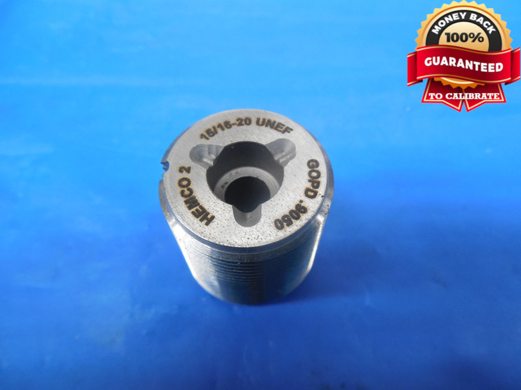 15/16 20 UNEF THREAD PLUG GAGE .9375 GO ONLY P.D. = .9050 NEF-2B 3B 2 3 .937