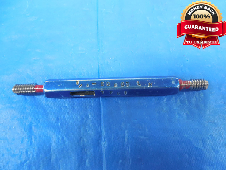 1/4 20 NC 3 LEFT HAND THREAD PLUG GAGE .25 GO NO GO P.D.'S = .2175 & .2201 L.H.