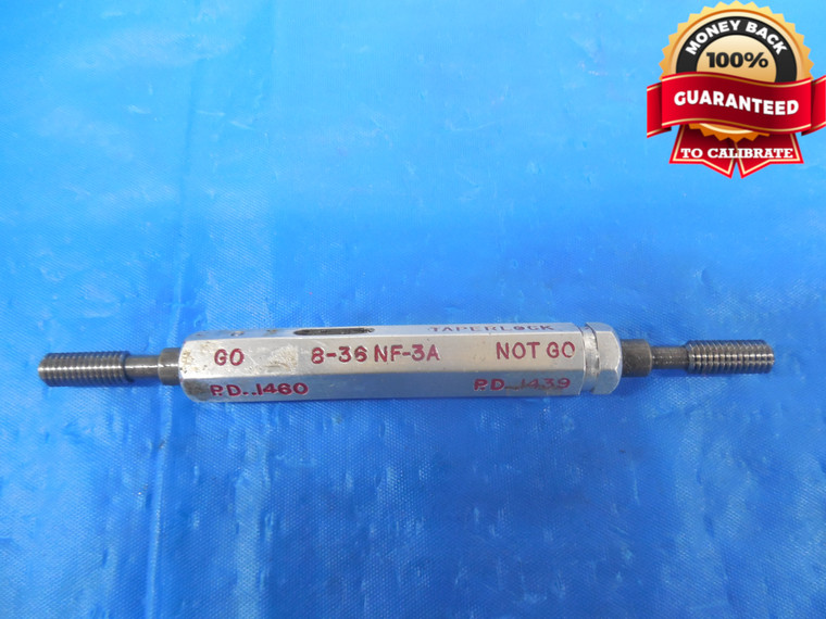 8 36 UNF 3A SET THREAD PLUG GAGE #8 .164 GO NO GO P.D.'S = .1460 & .1439 NF-3A