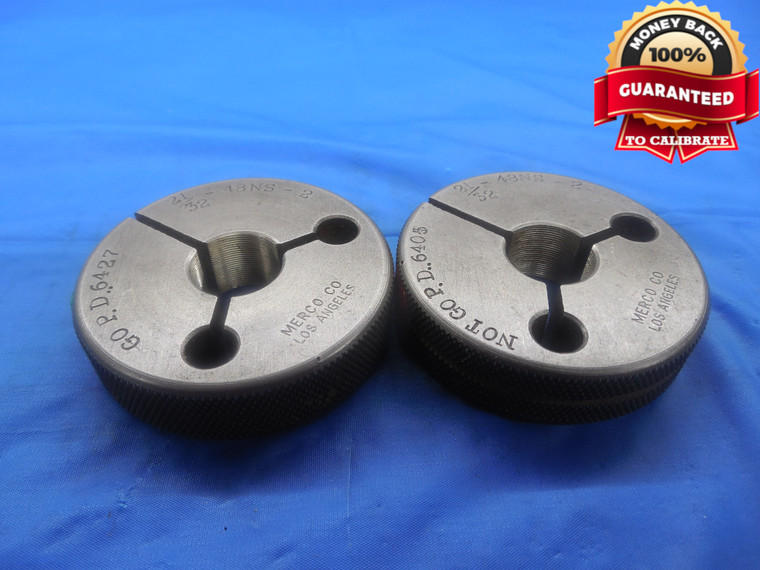 21/32 48 NS 2 THREAD RING GAGES .65625 .6562 GO NO GO P.D.'S = .6427 & .6405