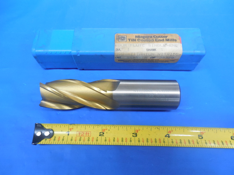 NIAGARA CUTTER 1" DIA. 1" SHANK DIA. 4 FLUTE SQUARE END MILL 1.0 1.00 TiN COATED