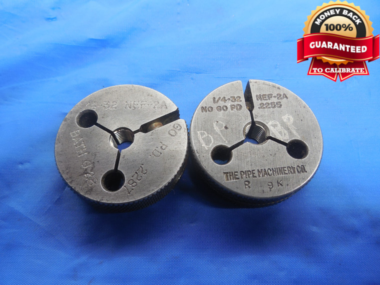 1/4 32 NEF 2A THREAD RING GAGES .25 GO NO GO P.D.'S = .2287 & .2255 UNEF-2A