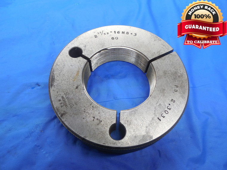 2 11/32 16 NS 3 THREAD RING GAGE 2.34375 GO ONLY P.D. = 2.3031 UNS-3 QUALITY