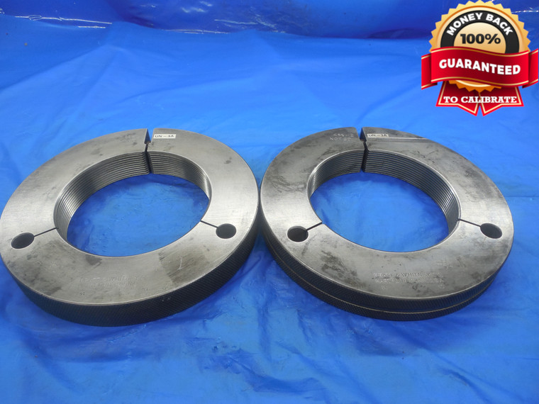 4 3/8 12 UN 3A THREAD RING GAGES 4.375 GO NO GO P.D.'S = 4.3209 & 4.3160 N-3A