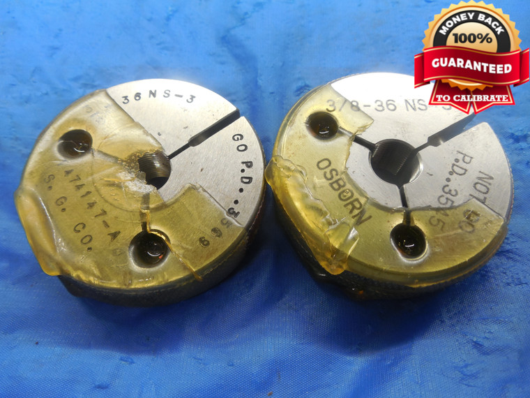 3/8 36 NS 3 THREAD RING GAGES .375 GO NO GO P.D.'S = .3569 & .3545 UNS-3 TOOL