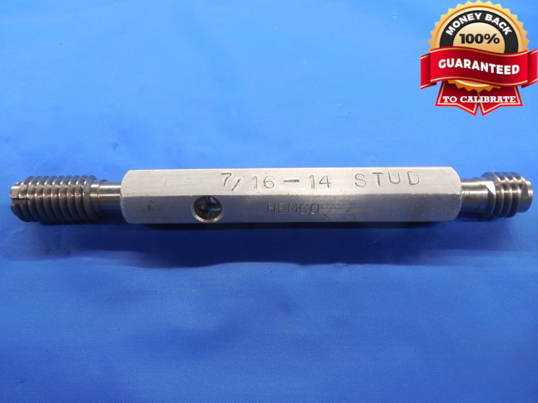 7/16 14 STUD THREAD PLUG GAGE .4375 GO NO GO P.D.'S = .3891 & .3925 INSPECTION