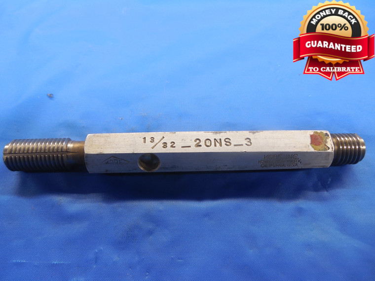 13/32 20 NS 3 THREAD PLUG GAGE .40625 .4062 GO NO GO P.D.'S = .3737 & .3763