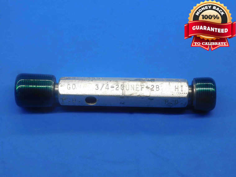 3/4 20 UNEF 2B THREAD PLUG GAGE .75 .750 .7500 GO NO GO P.D.'S = .7175 & .7232 - 34202BP1