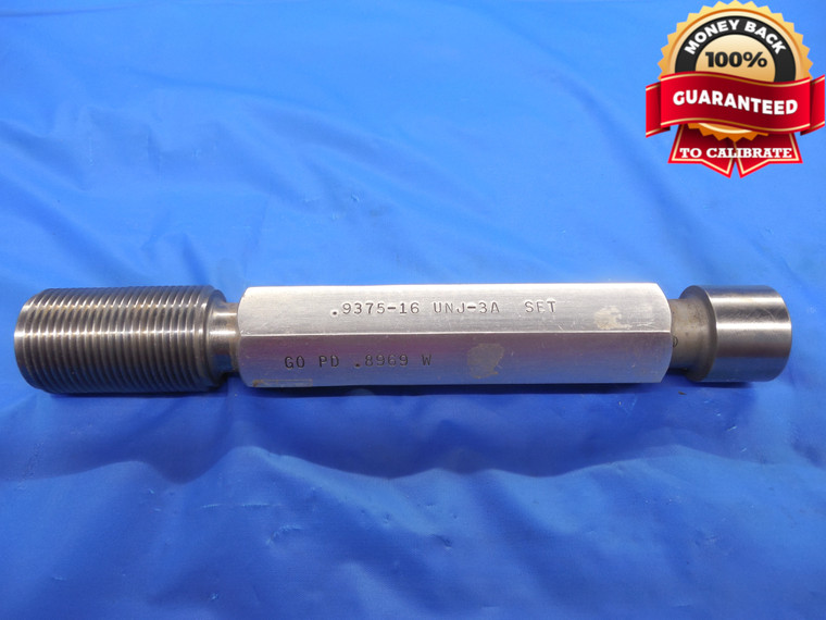 15/16 16 UNJ 3A SET THREAD PLUG GAGE .9375 GO ONLY P.D. = .8969 NJ-3A QUALITY