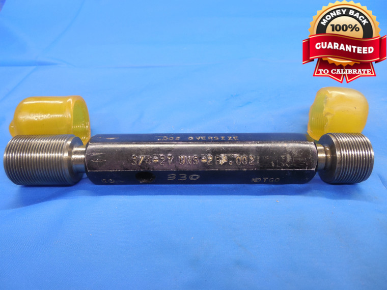 3/4 27 UNS 2B + .002 THREAD PLUG GAGE .75 GO NO GO P.D.'S = .7279 & .7330 NS-2B