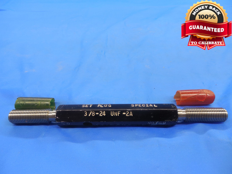 3/8 24 UNF 2A SPECIAL SET THREAD PLUG GAGE .375 GO NO GO P.D.'S = .3436 & .3398