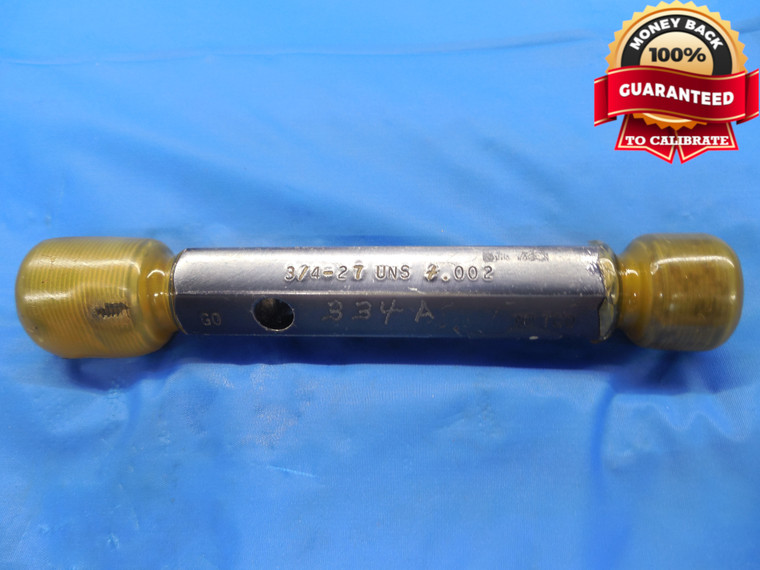 3/4 27 UNS + .002 THREAD PLUG GAGE .75 GO NO GO P.D.'S = .7279 & .7330 NS .750