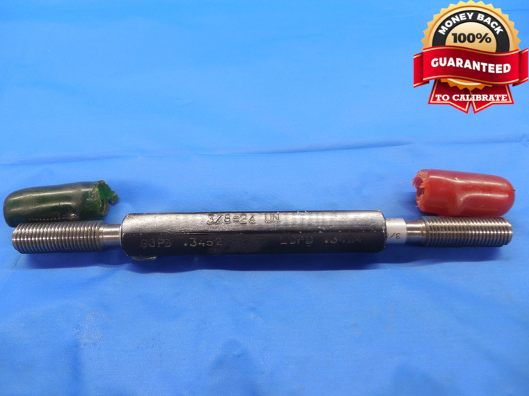 3/8 24 UN PREPLATE SET THREAD PLUG GAGE .375 GO NO GO P.D.'S = .3452 & .3414 N