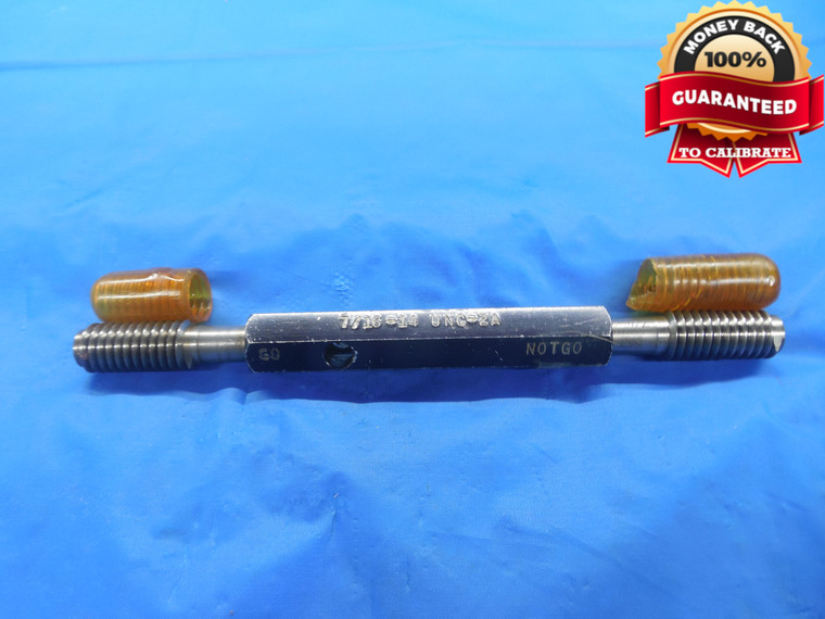 7/16 14 UNC 2A LEFT HAND SET THREAD PLUG GAGE .4375 GO NO GO PDS = .3911 & .3850