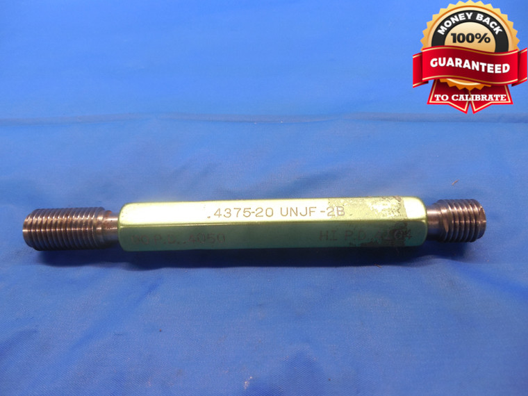 7/16 20 UNJF 2B THREAD PLUG GAGE .4375 GO NO GO P.D.'S = .4050 & .4104 UNF-2B