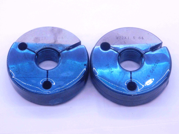 M22 X 1.5 6g METRIC THREAD RING GAGES 22 GO NO GO P.D.'S = 20.994 & 20.854 CHECK - DW1009FC