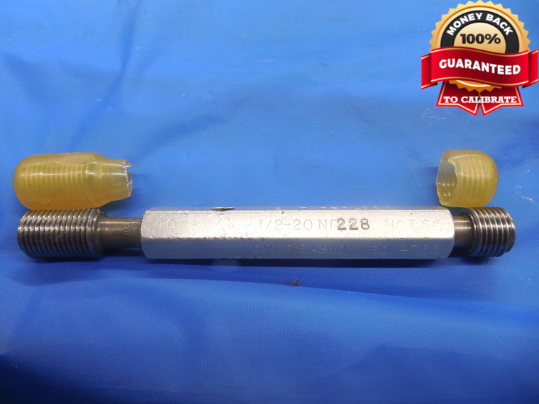 1/2 20 NF OVERBASIC THREAD PLUG GAGE .5 GO NO GO P.D.'S = .4690 & .4738 UNF