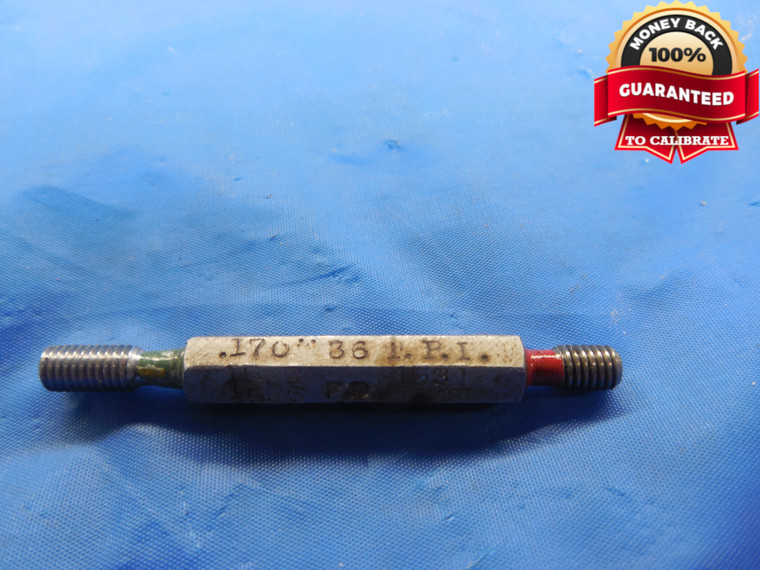 0.17 36 THREAD PLUG GAGE .17 GO NO GO P.D.'S = .1522 & .1531  .170"-35 TOOL