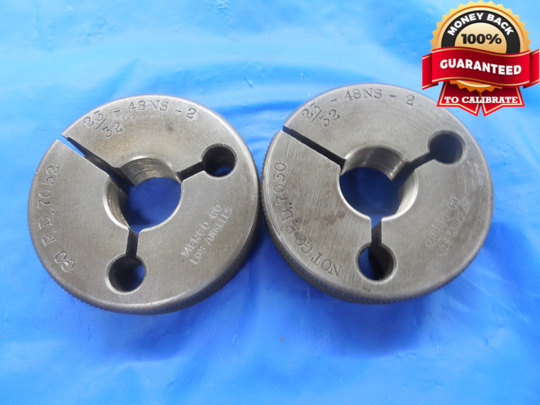 23/32 48 NS 2 THREAD RING GAGES .71875 GO NO GO P.D.'S = .7052 & .7030 UNS-2